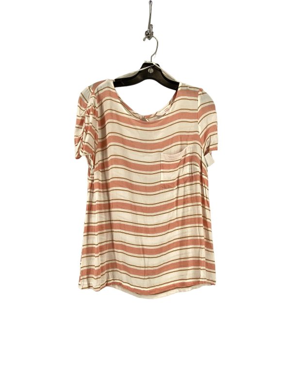 Striped Pattern Top Short Sleeve Clothes Mentor, Size L Online Hot Sale