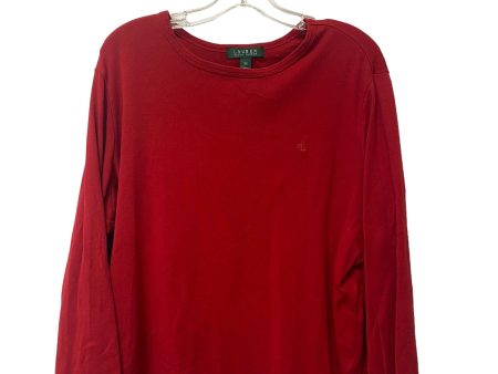 Red Top Long Sleeve Lauren By Ralph Lauren, Size 2x For Discount