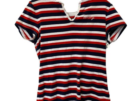 Striped Pattern Top Short Sleeve Tommy Hilfiger, Size L Hot on Sale