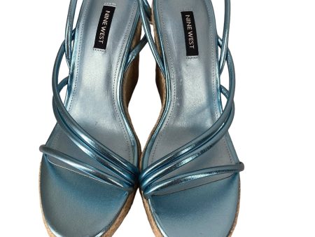 Blue Sandals Heels Block Nine West, Size 9.5 Online Sale