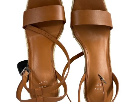 Brown Sandals Heels Wedge A New Day, Size 8.5 Hot on Sale