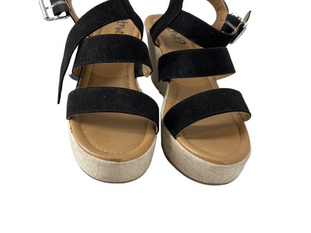 Black Sandals Heels Wedge Clothes Mentor, Size 8.5 For Cheap