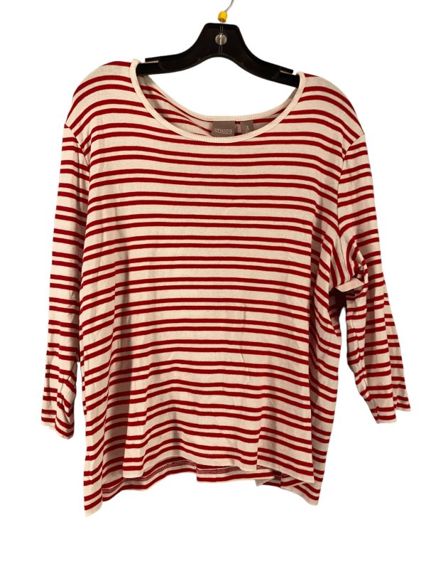 Red & White Top 3 4 Sleeve Chicos, Size 3 Online now