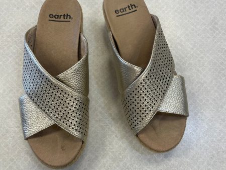 Shoes Heels Wedge By Earth In Gold, Size: 5.5 Sale