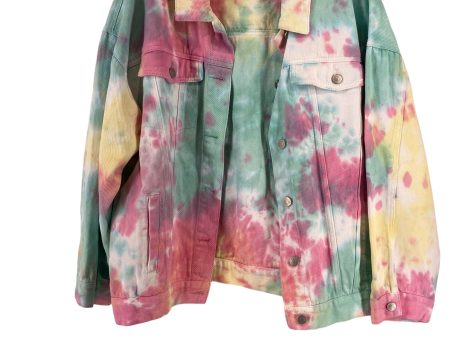 Tie Dye Print Jacket Denim Peach Love Cream California, Size L For Cheap