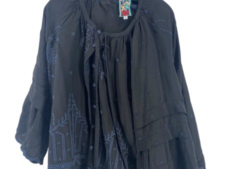 Black Blouse 3 4 Sleeve Johnny Was, Size M Online Hot Sale