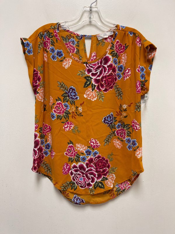 Yellow Top Sleeveless Pink Rose, Size S For Sale