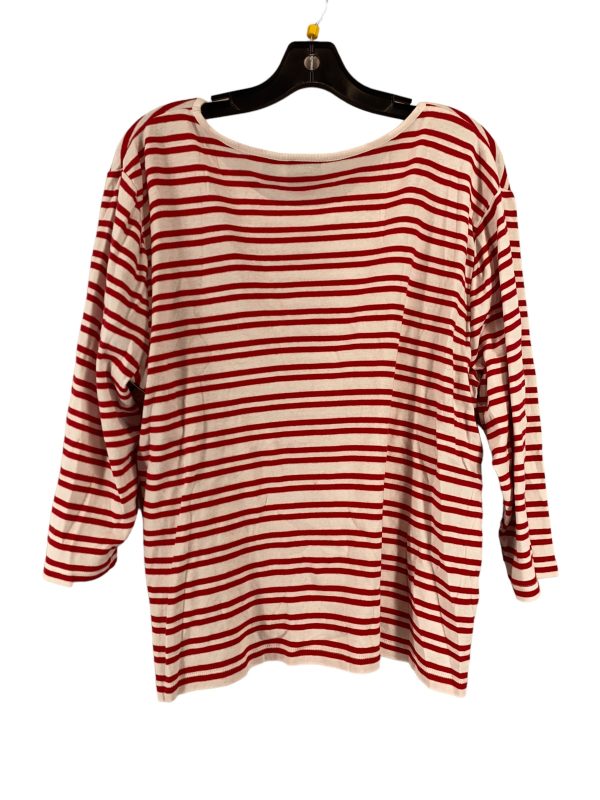 Red & White Top 3 4 Sleeve Chicos, Size 3 Online now