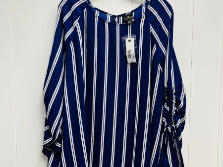 Top Long Sleeve By Worthington In Blue & White, Size: 2x Hot on Sale