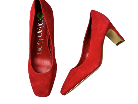 Red Shoes Heels Kitten By Calvin Klein, Size: 8 For Sale