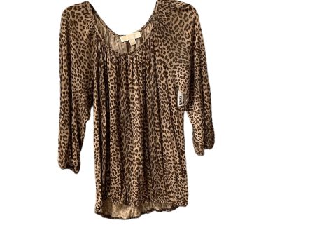 Top Long Sleeve Designer By Michael By Michael Kors In Animal Print, Size: L For Sale